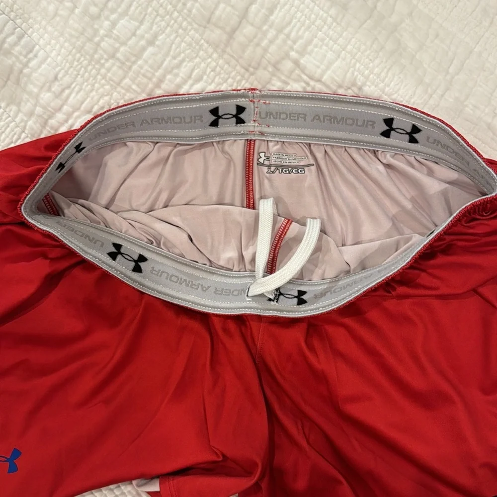 Women’s Under Armour Athletic Shorts | All America Lacrosse | Red Blue | XL - Picture 4 of 7
